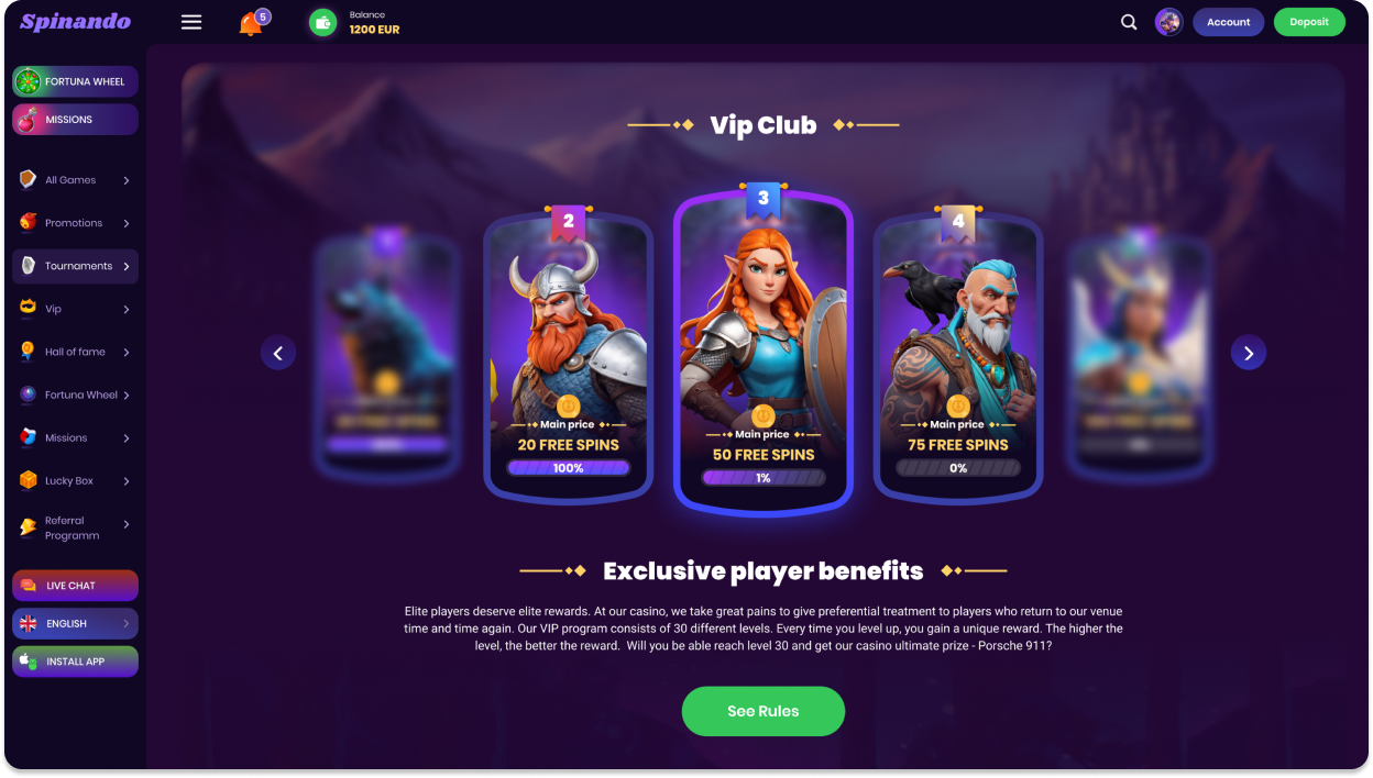 Spinando VIP-Programm